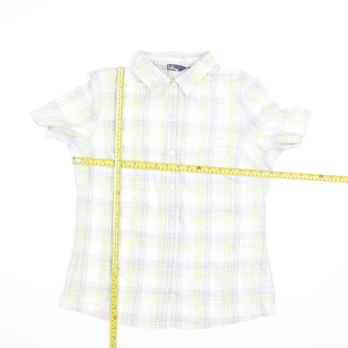 Isle Womens Multicoloured Check Cotton Short Sleeve Button-Up Shirt Size 12