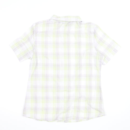 Isle Womens Multicoloured Check Cotton Short Sleeve Button-Up Shirt Size 12