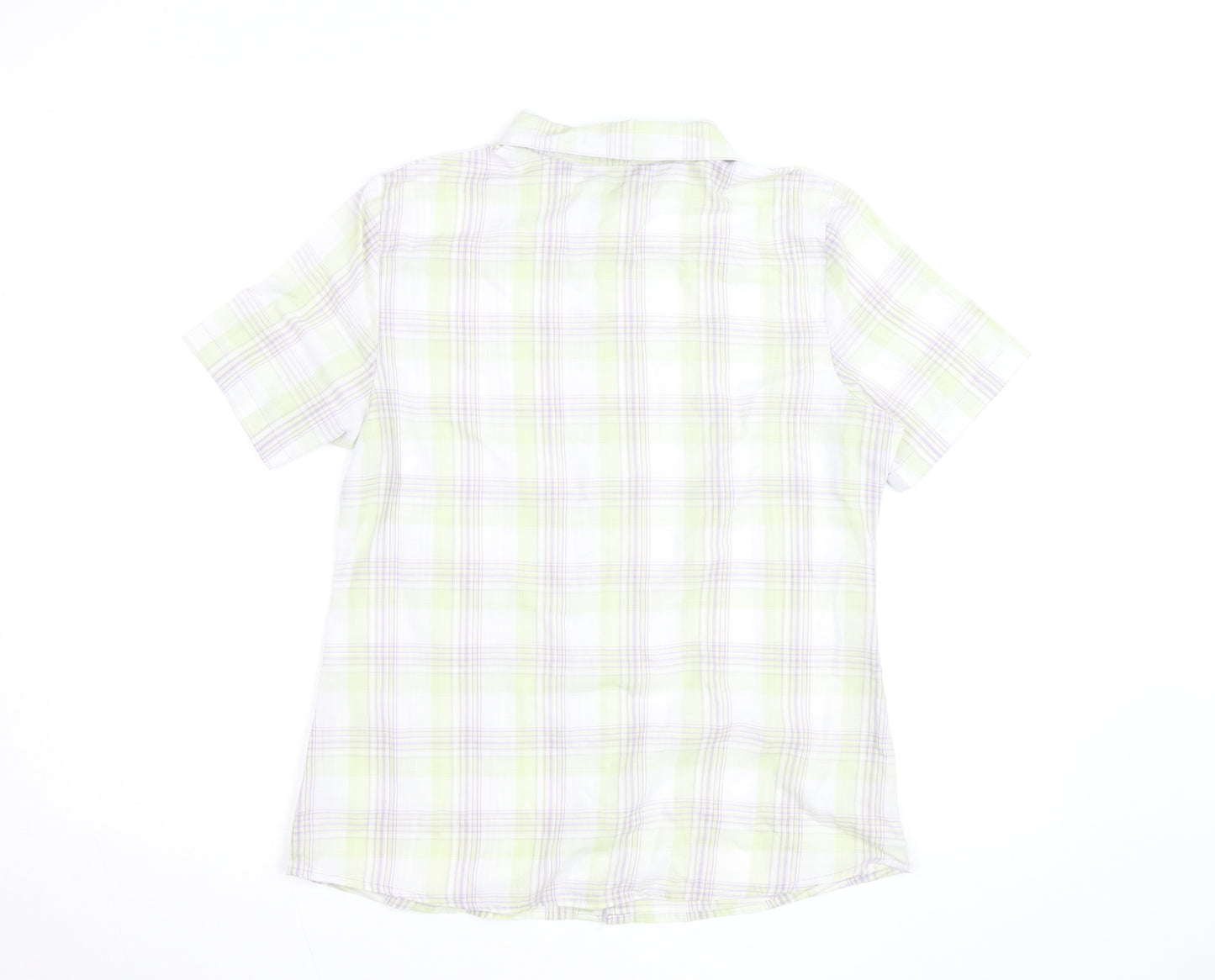 Isle Womens Multicoloured Check Cotton Short Sleeve Button-Up Shirt Size 12