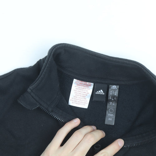Adidas Girls Black Pink 1/2 Zip Hoodie Sweatshirt Size 13-14 Years