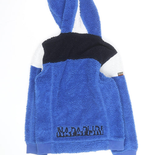 Napapijri Womens Blue Full Zip Hoodie Fleece Size 12