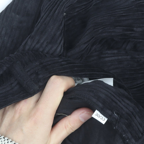 Club Montana Men's Black Corduroy Trousers Size 30x33 Regular Fit