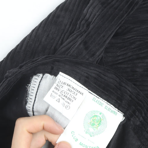 Club Montana Men's Black Corduroy Trousers Size 30x33 Regular Fit