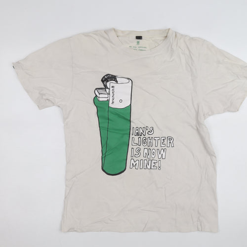 Fenchurch Men Beige Graphic Print Short Sleeve T-Shirt Size L