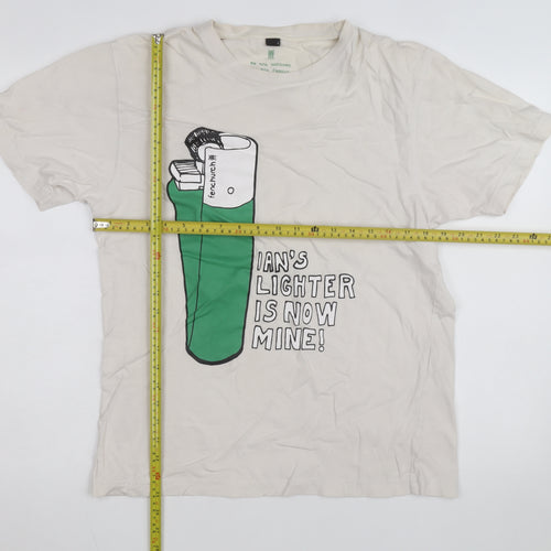Fenchurch Men Beige Graphic Print Short Sleeve T-Shirt Size L