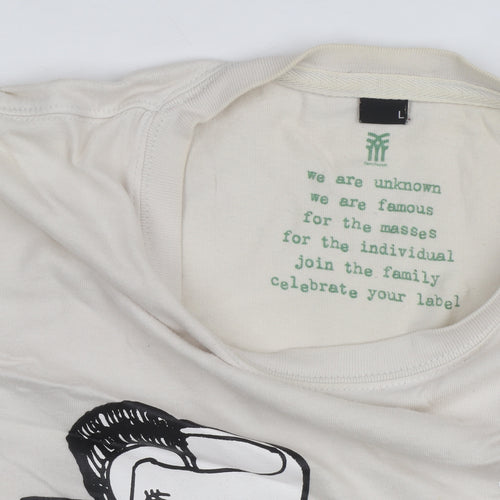Fenchurch Men Beige Graphic Print Short Sleeve T-Shirt Size L
