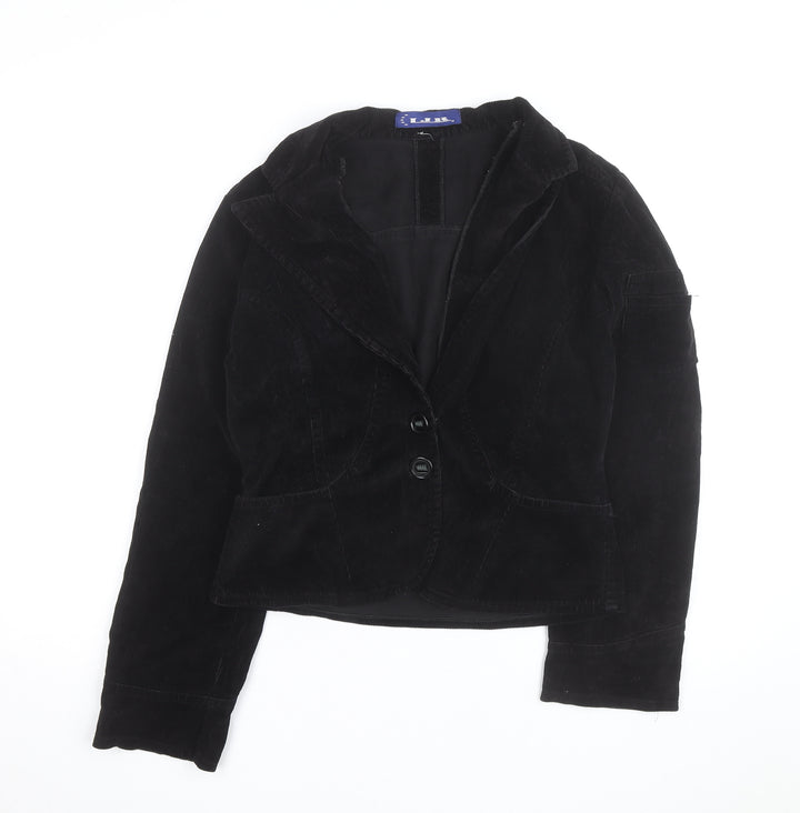 LJR Womens Black Corduroy Blazer Jacket Size 12 Classic Style