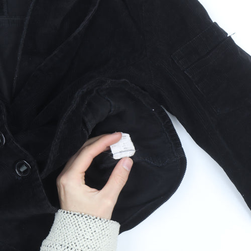 LJR Womens Black Corduroy Blazer Jacket Size 12 Classic Style