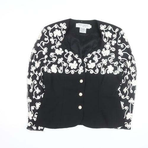 Carmen Toranzo Black Embroidered Blazer Women’s Size 12 Formal Jacket