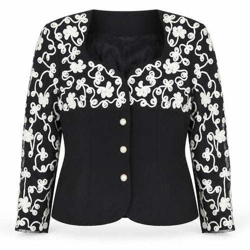 Carmen Toranzo Black Embroidered Blazer Women’s Size 12 Formal Jacket