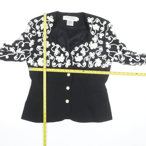 Carmen Toranzo Black Embroidered Blazer Women’s Size 12 Formal Jacket