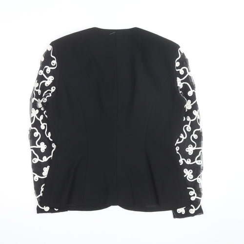Carmen Toranzo Black Embroidered Blazer Women’s Size 12 Formal Jacket