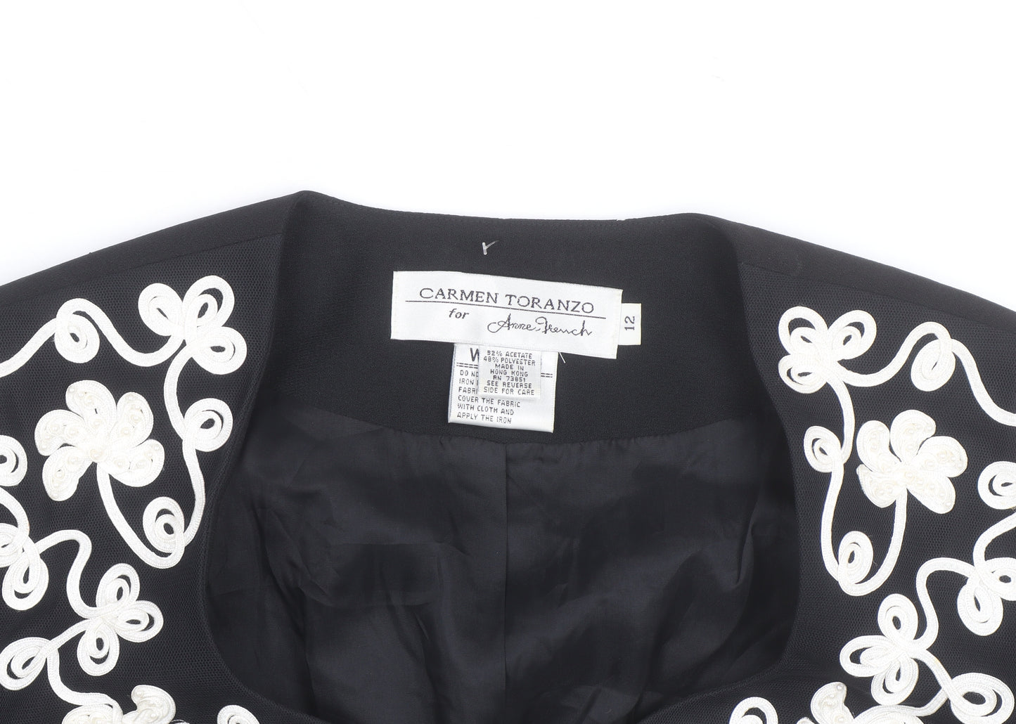 Carmen Toranzo Black Embroidered Blazer Women’s Size 12 Formal Jacket