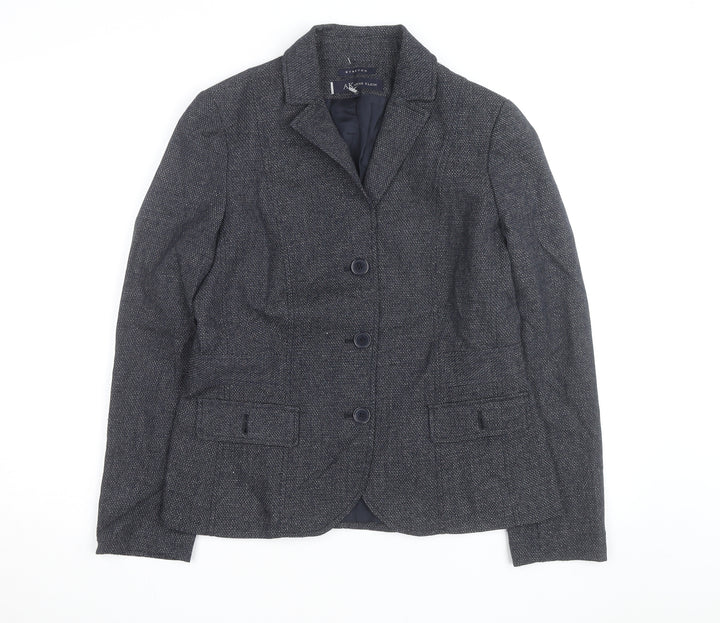 Anne Klein Women Grey Tweed Single-Breasted Blazer Size 10
