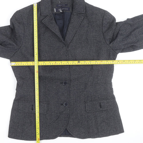 Anne Klein Women Grey Tweed Single-Breasted Blazer Size 10