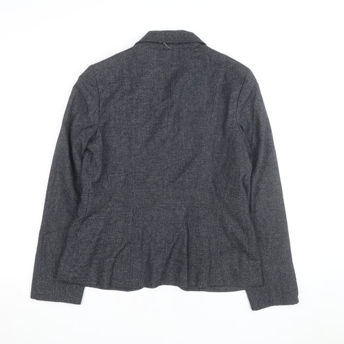 Anne Klein Women Grey Tweed Single-Breasted Blazer Size 10