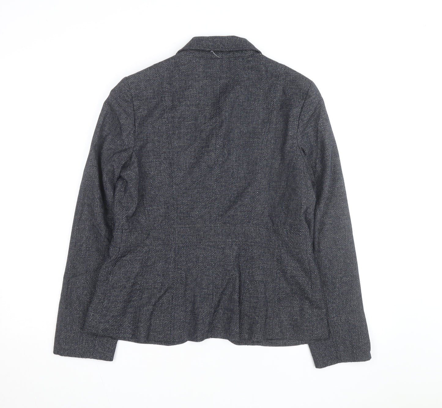 Anne Klein Women Grey Tweed Single-Breasted Blazer Size 10