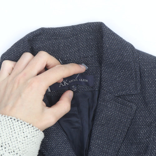 Anne Klein Women Grey Tweed Single-Breasted Blazer Size 10