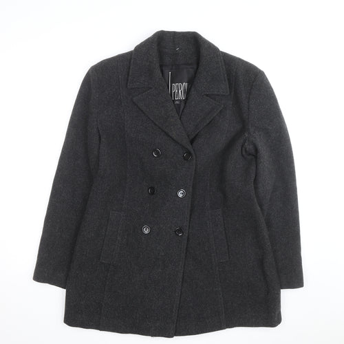 J. Percy Men's Grey Wool Pea Coat Size 42 Regular Fit Winter