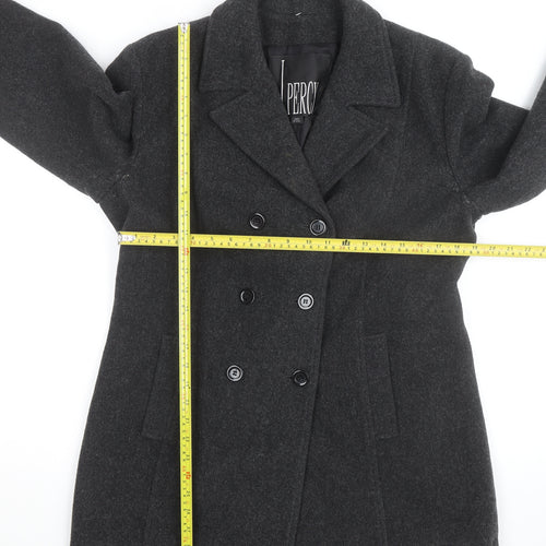 J. Percy Men's Grey Wool Pea Coat Size 42 Regular Fit Winter
