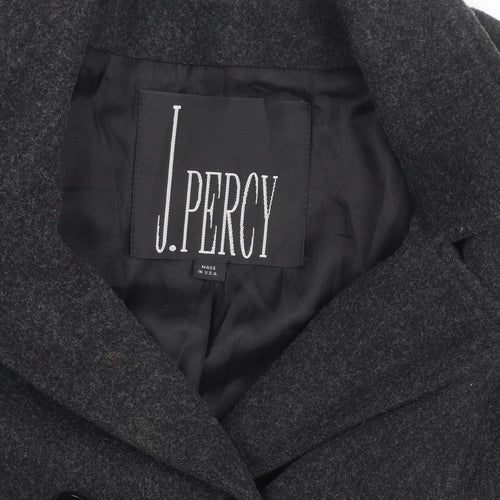 J. Percy Men's Grey Wool Pea Coat Size 42 Regular Fit Winter