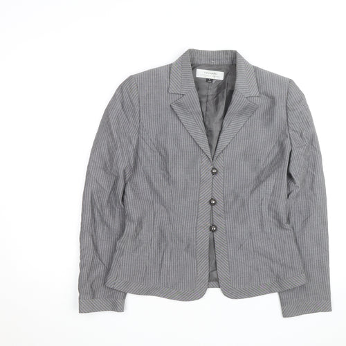 Tahari Arthur S. Levine Womens Grey Pinstripe Blazer Size 10