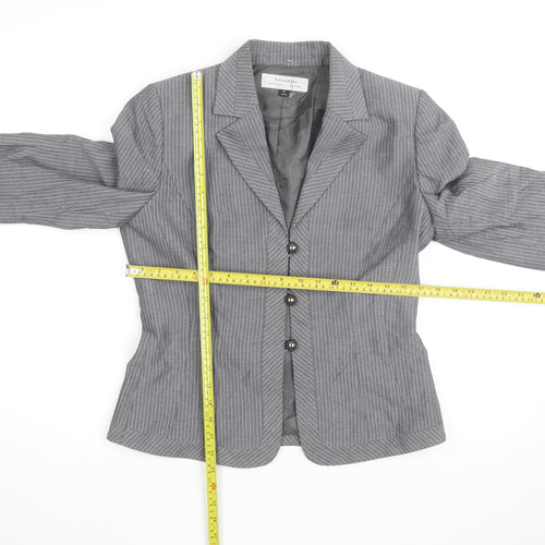Tahari Arthur S. Levine Womens Grey Pinstripe Blazer Size 10