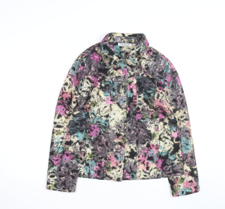 New Direction Women Multicoloured Floral Button Jacket Size M