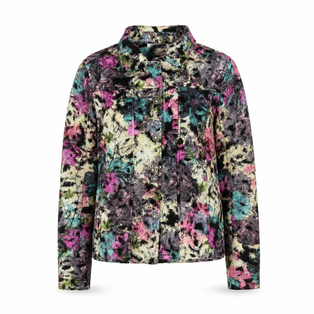 Front view of New Direction Women Multicoloured Floral Button Jacket, size M