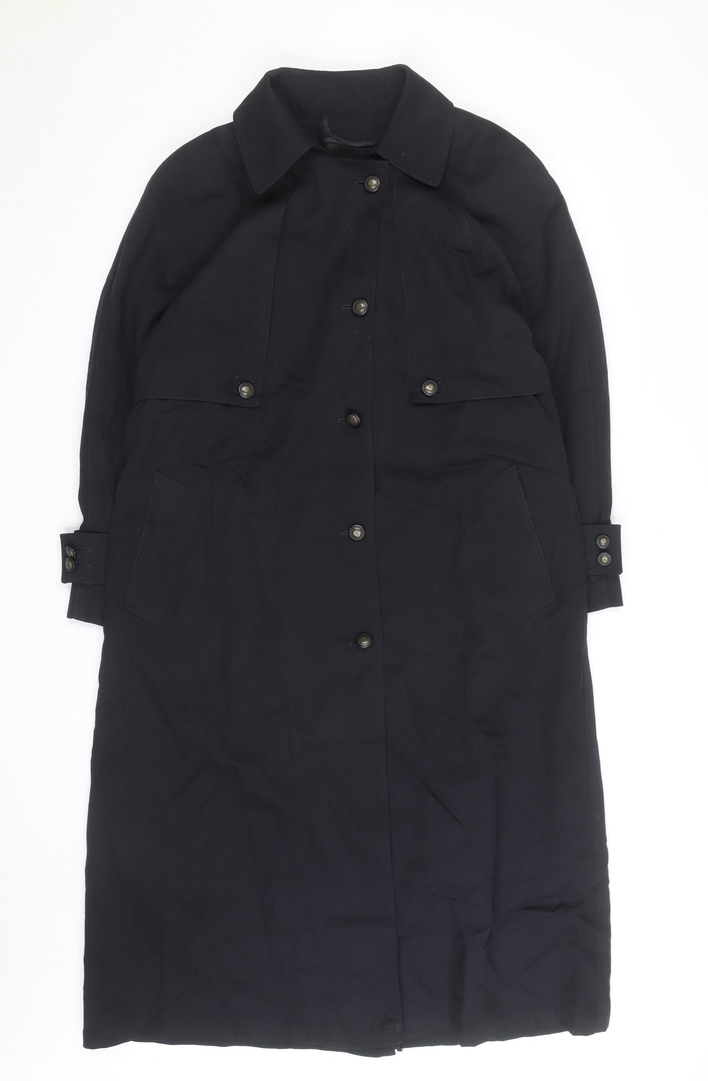 London Fog Women's Black Trench Coat Size 6 Regular Long Lined Classic Style