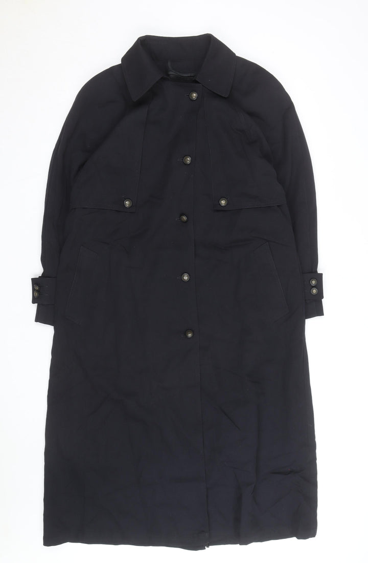 London Fog Women's Black Trench Coat Size 6 Regular Long Lined Classic Style