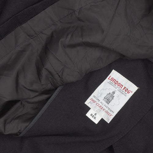 London Fog Women's Black Trench Coat Size 6 Regular Long Lined Classic Style