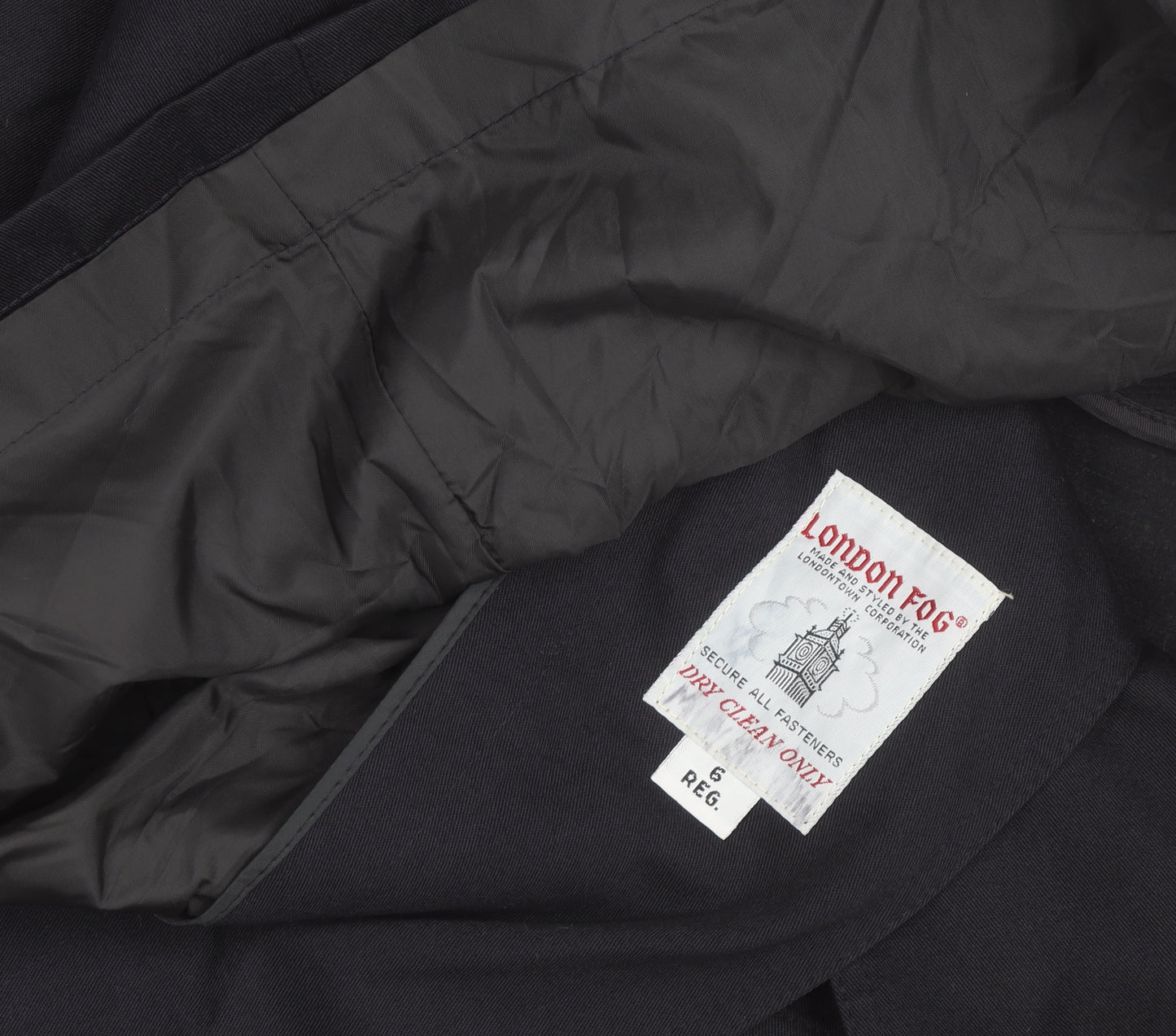 London Fog Women's Black Trench Coat Size 6 Regular Long Lined Classic Style