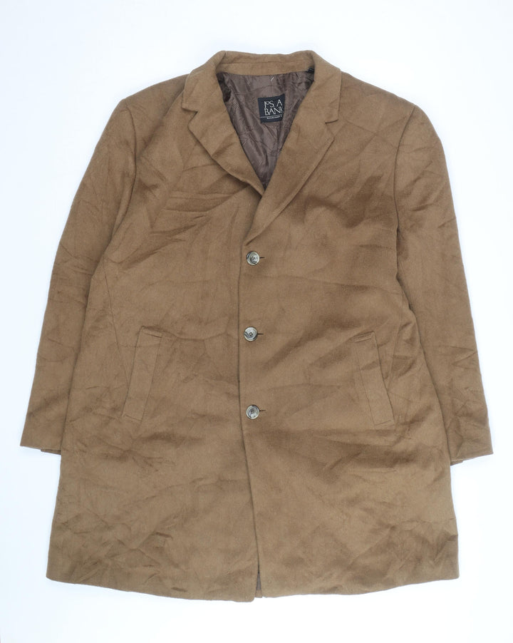 Jos A. Bank Men's Brown Wool Overcoat Size 44 Regular