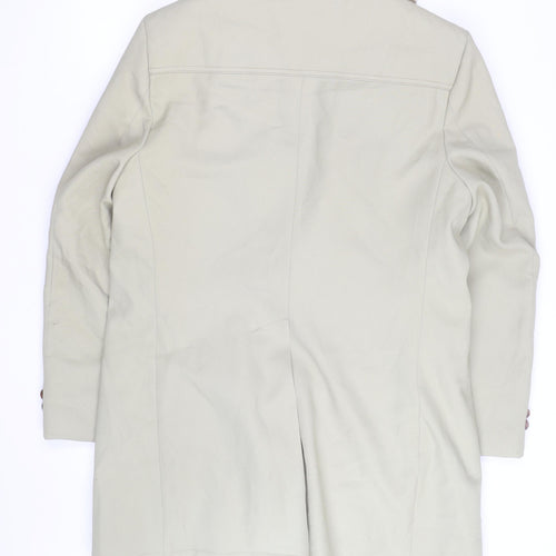 Campus Men Beige Faux Fur Collar Long Overcoat Size 42 Vintage