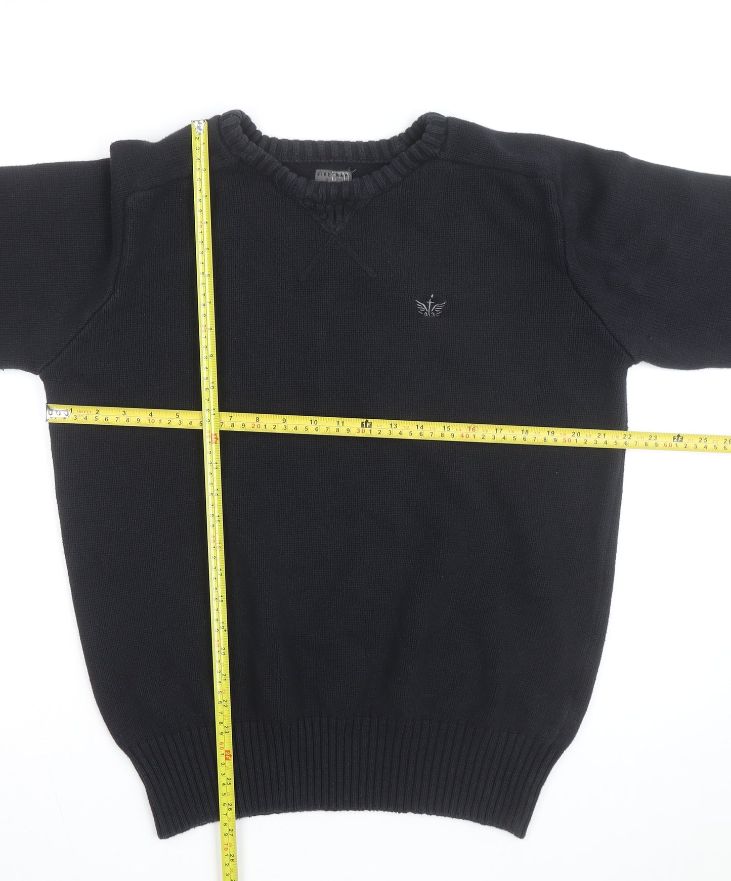Firetrap Men's Black 3XL Crew Neck Cotton Pullover Jumper