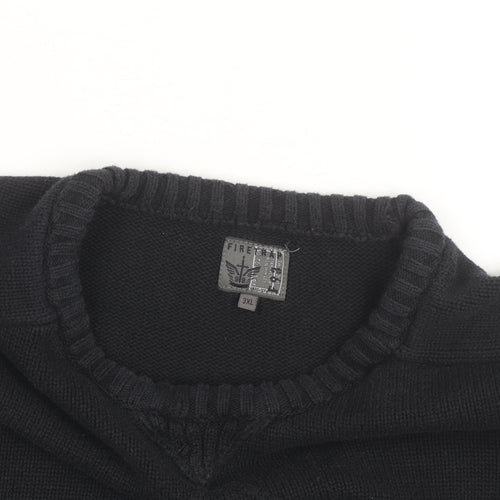 Firetrap Men's Black 3XL Crew Neck Cotton Pullover Jumper