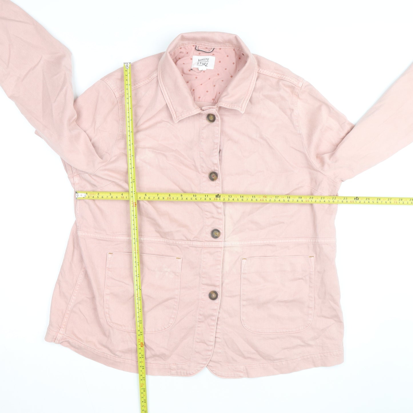 White Stuff Women's Pink Cotton Button Jacket Size 20