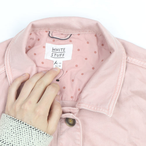 White Stuff Women's Pink Cotton Button Jacket Size 20