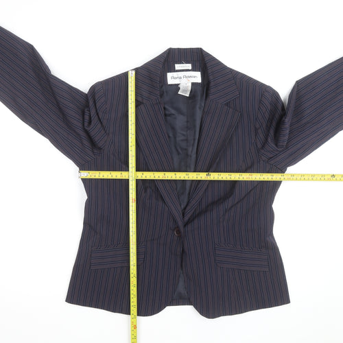 Rena Rowan Women Blue Pinstripe Blazer Size 12 Regular Fit