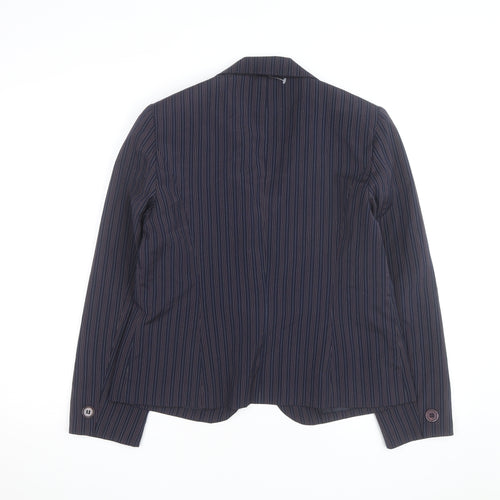 Rena Rowan Women Blue Pinstripe Blazer Size 12 Regular Fit
