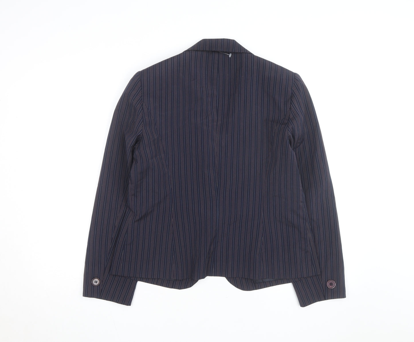 Rena Rowan Women Blue Pinstripe Blazer Size 12 Regular Fit