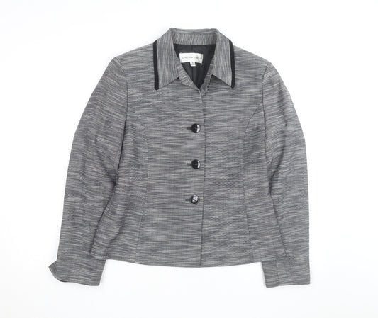 Jones New York Women’s Grey Woven Single-Breasted Suit Jacket Size M