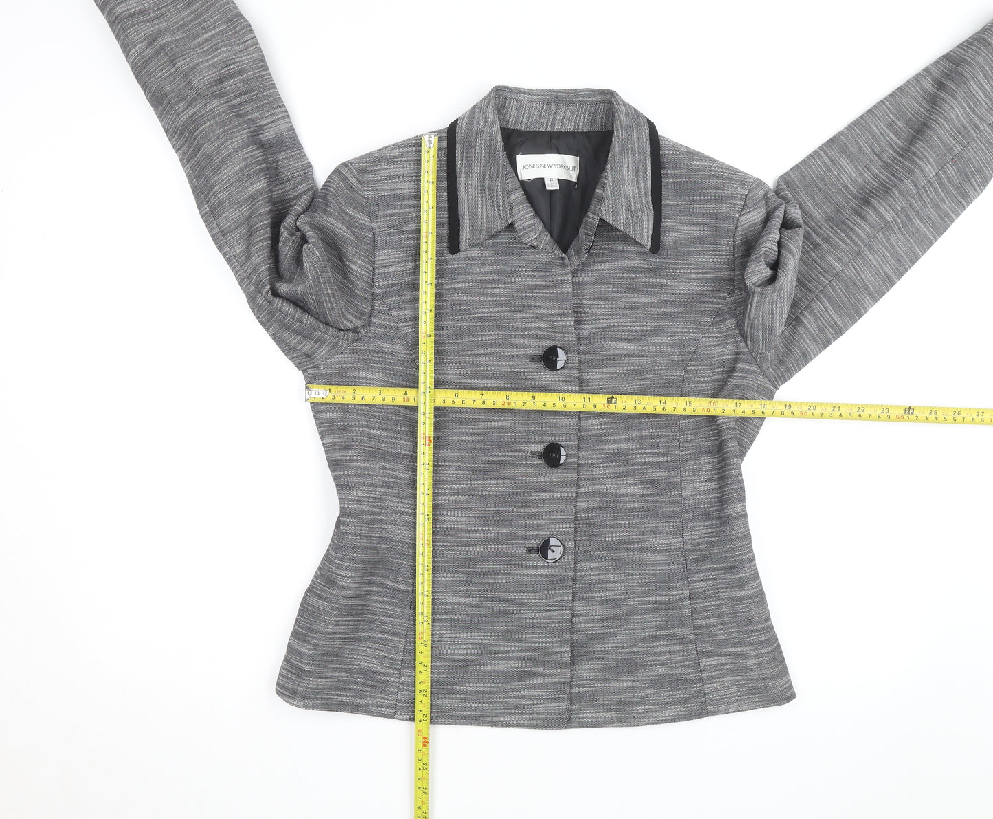 Jones New York Women’s Grey Woven Single-Breasted Suit Jacket Size M