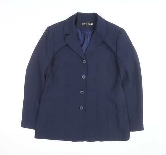 Lindor Women's Navy Blue Size 10 Classic Lined Blazer Jacket