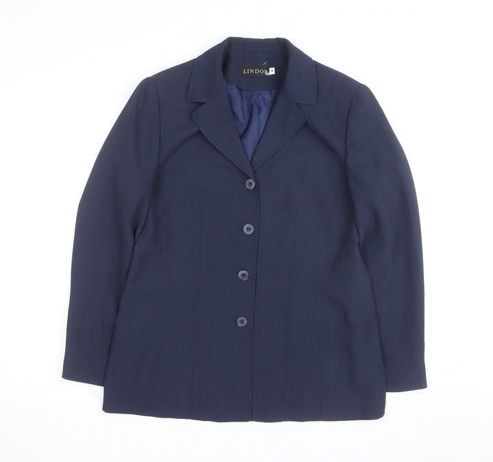 Lindor Women's Navy Blue Size 10 Classic Lined Blazer Jacket