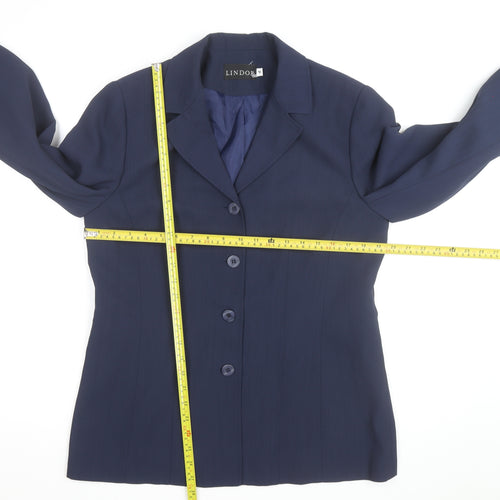 Lindor Women's Navy Blue Size 10 Classic Lined Blazer Jacket