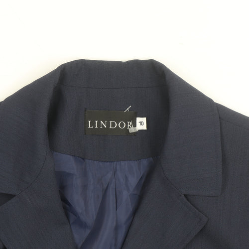 Lindor Women's Navy Blue Size 10 Classic Lined Blazer Jacket