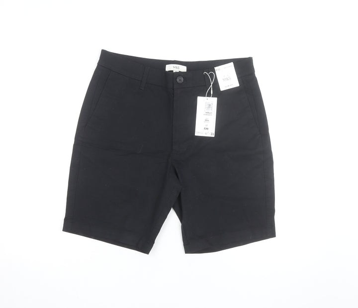 Marks and Spencer Men’s Black Slim Fit Chino Shorts Size 32