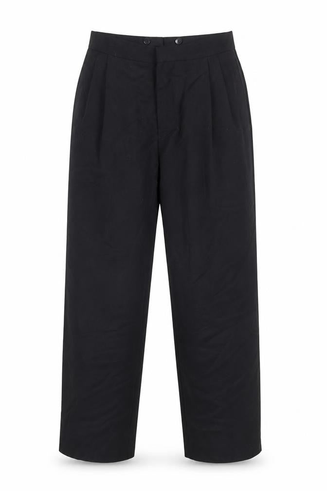 Front view of Versini Men's Black 31in Formal Pleated Wool Dress Pants